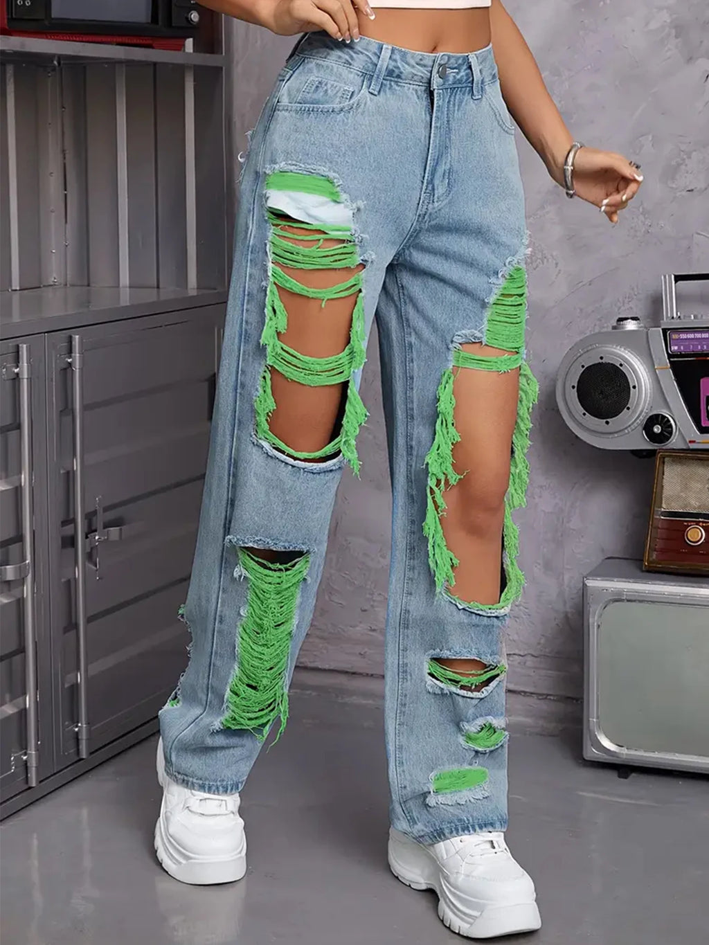 Y2K American Retro Jeans 2026 Light Washed Ripped Denim Pants High Waist Baggy Straight Leg Autumn Trend