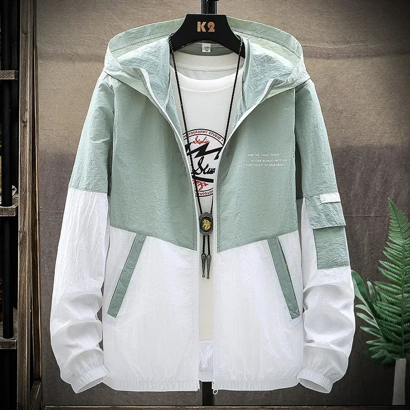 Men's Sun Protection Clothes Jackets Motorcycle Summer Ultra-thin Windproof Ice Silk Windbreaker Male UV Resistant Jacket Coats