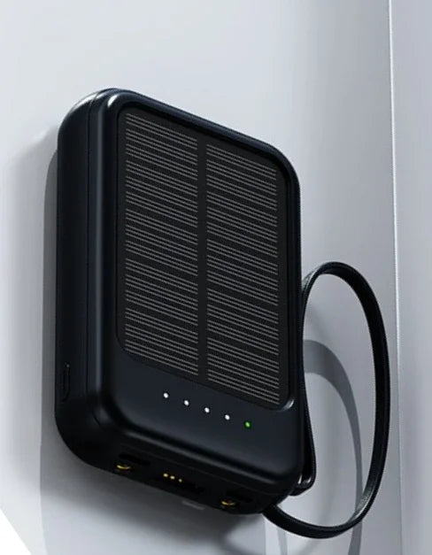 Solar Power Bank 20000mAh Portable Charger with Built-in Cable for Outdoor Camping Travel Emergency Backup Power