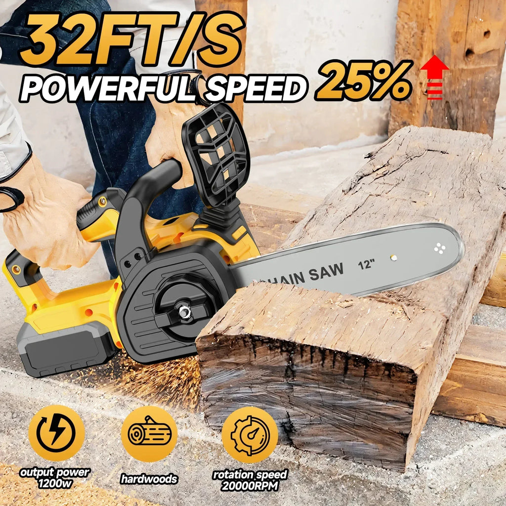 Brushless 12 Inch Electric Chain Saw Wireless With Oiler Gardening Tools Cordless Portable Chainsaw for Dewalt 20V Battery