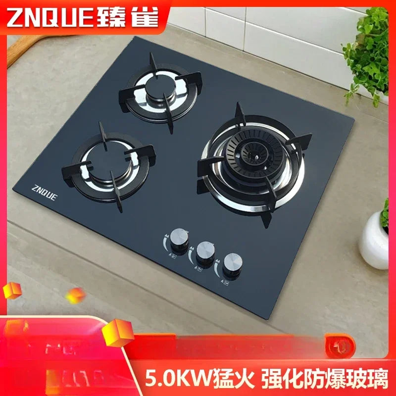 3-Burner Stainless Steel Gas Hob European Style Built-in Natural Gas Kitchen Stove