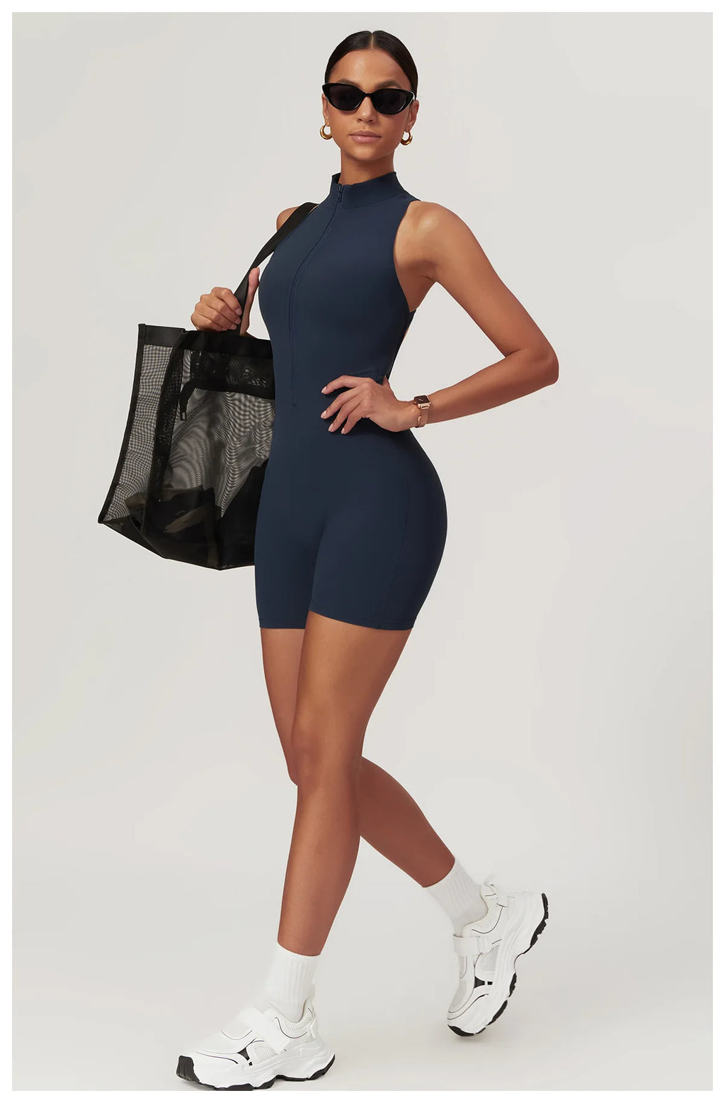 VEQKING Half Zip Women Yoga Sets Hollow Back Sports Jumpsuits Scrunch Butt Gym Fitness Playsuits Naked Feel Workout Bodysuit Set