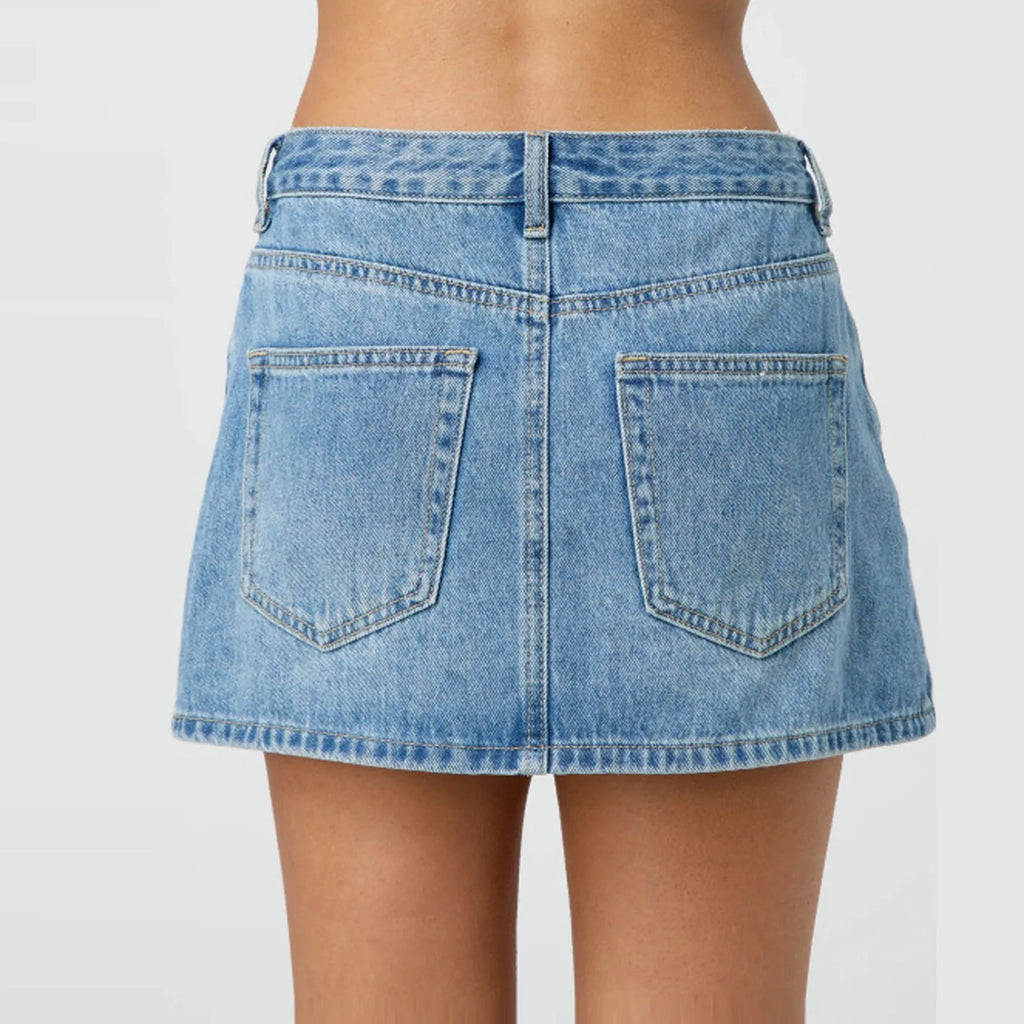 Vintage Denim Mini Skirts for Women Summer Fashion High Waist Straigth Short Faldas Casual Streetwear Classic Jean Skirt