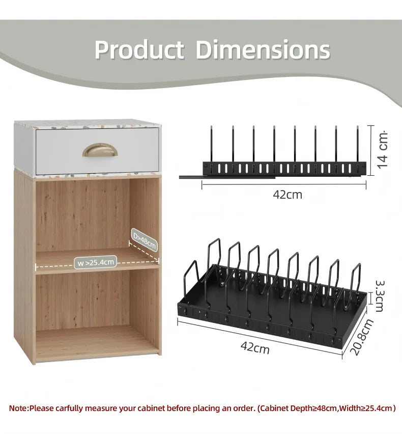 Kitchen Multifunctional Organizer - Pull-Out for Pots/Pans, Sliding Lid Holder, Spice Rack & Dish Drying Racks Drawer Organizer