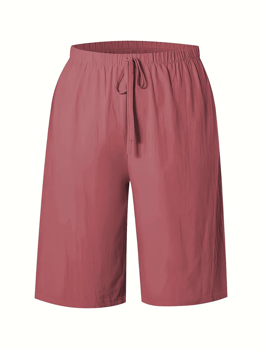 Women's Elastic Waist Drawstrings Casual Wide Leg Knee Length Pants‌