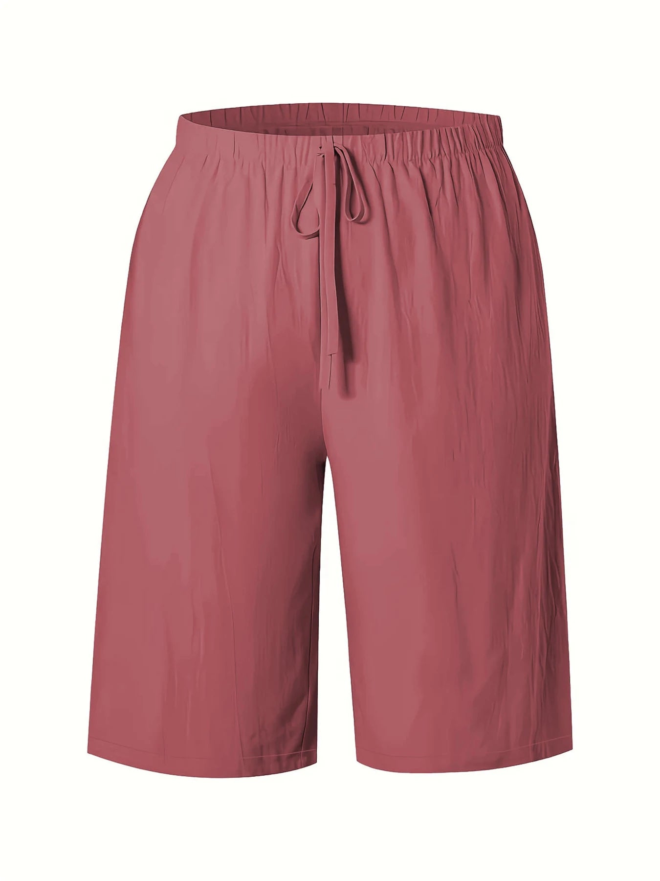 Women's Elastic Waist Drawstrings Casual Wide Leg Knee Length Pants‌