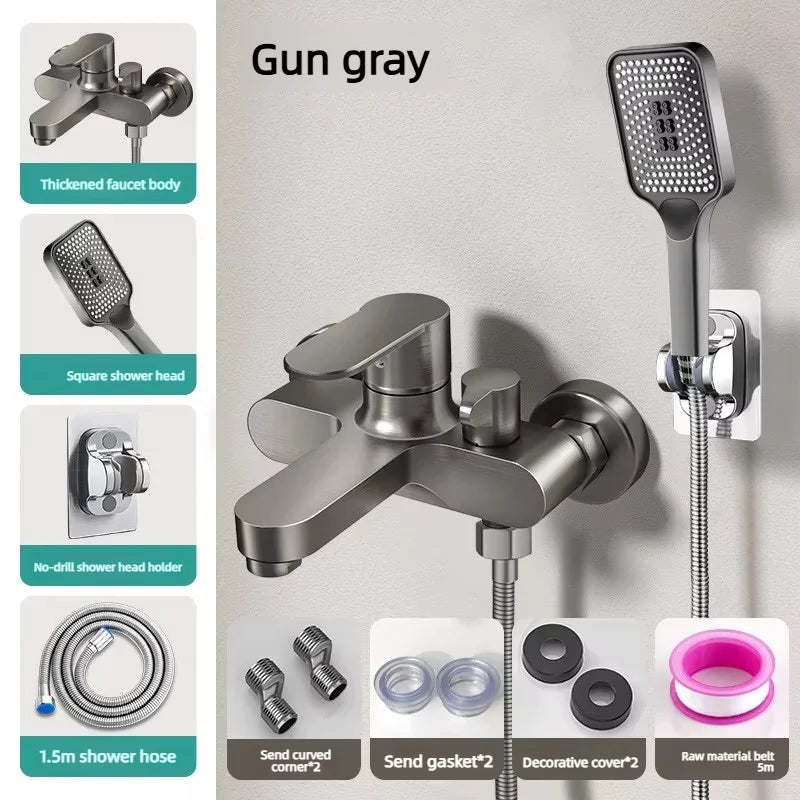 Thermostatic Shower Mixer Valve 3-Way Diverter Universal Wall Mounted Bathroom Bath Shower Faucet Set Zinc Alloy Anti-Scald Temp