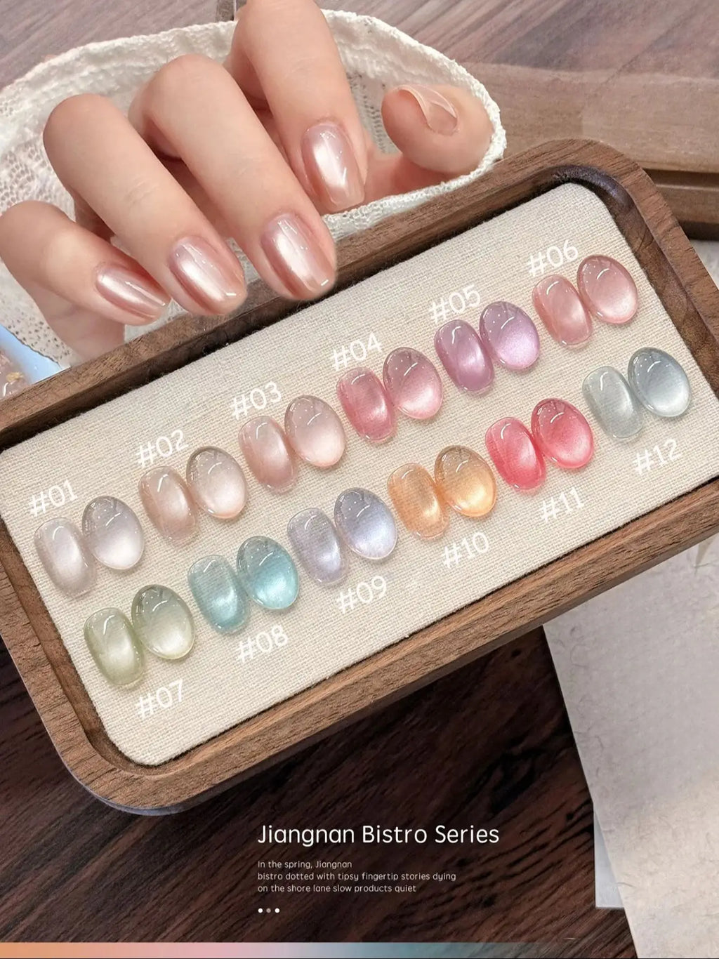1-12pcs ZH Spring/Summer Ice Transparent Sweet Wine Glass Beads Cat Eye Nail Polish Gel New Flashy Popular Pink Nail Supplies