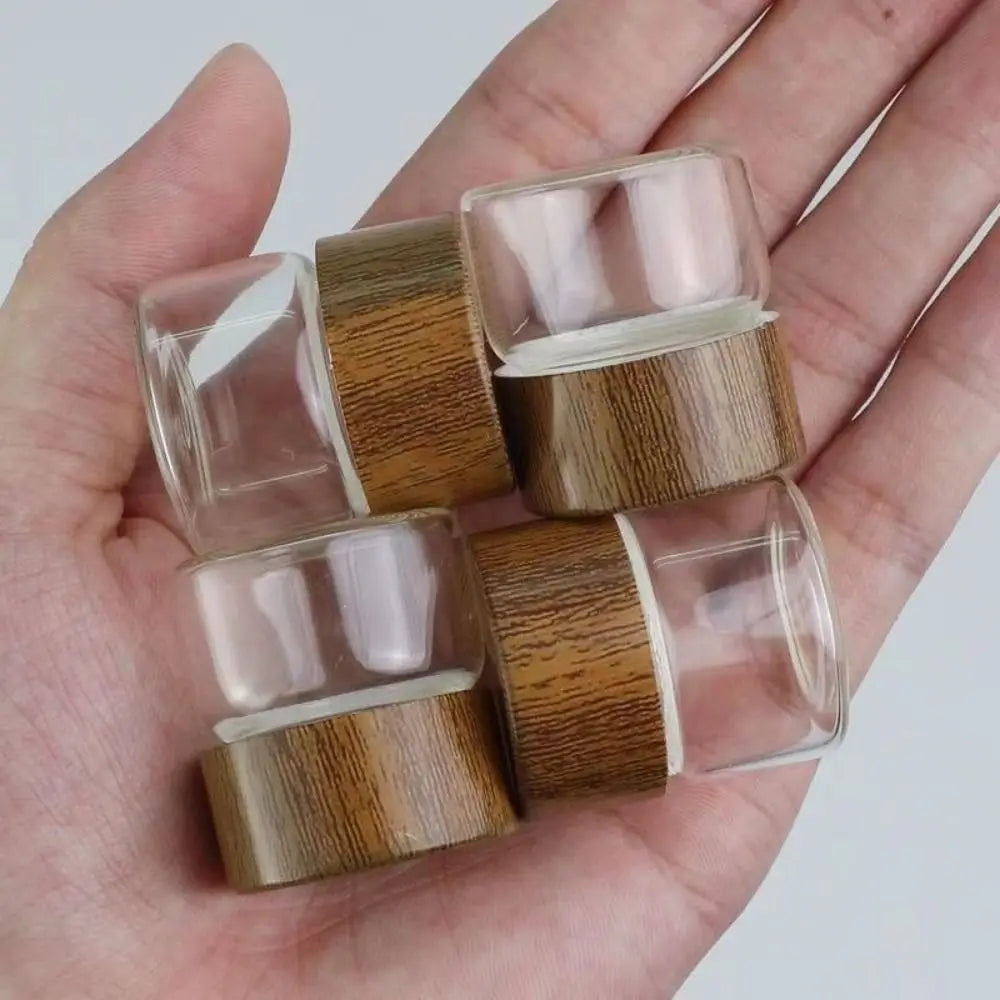 6PCS 10/20/30 ML Wooden Lid Mini Glass Bottles Food Grade Transparent Small Spice Jars Sealed Golden Bean Bottle