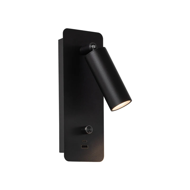 Wall Light 3000K Warm Light Knob Switch with USB Phone Charging, Bedroom Bedside Lamp, Wall Light Can Rotate 350°