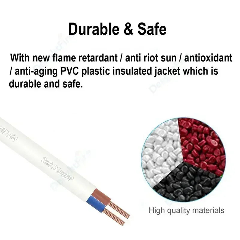 0.75mm² 2 Core Electrical Wire PVC Sheathed Wire 18AWG RVV Copper Signal Cable For LED Lights Automotive Power Cord DIY Project