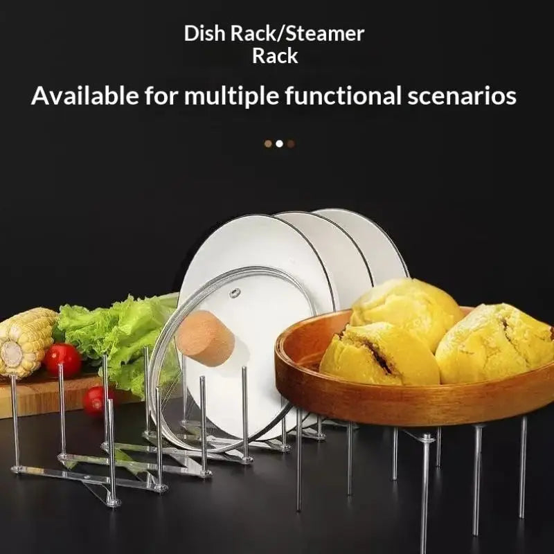 Stainless Steel Dish Rack Adjustable Kitchen Drainer Foldable Utensil Holder For Dishes Cups Pots & Lids Space Saving