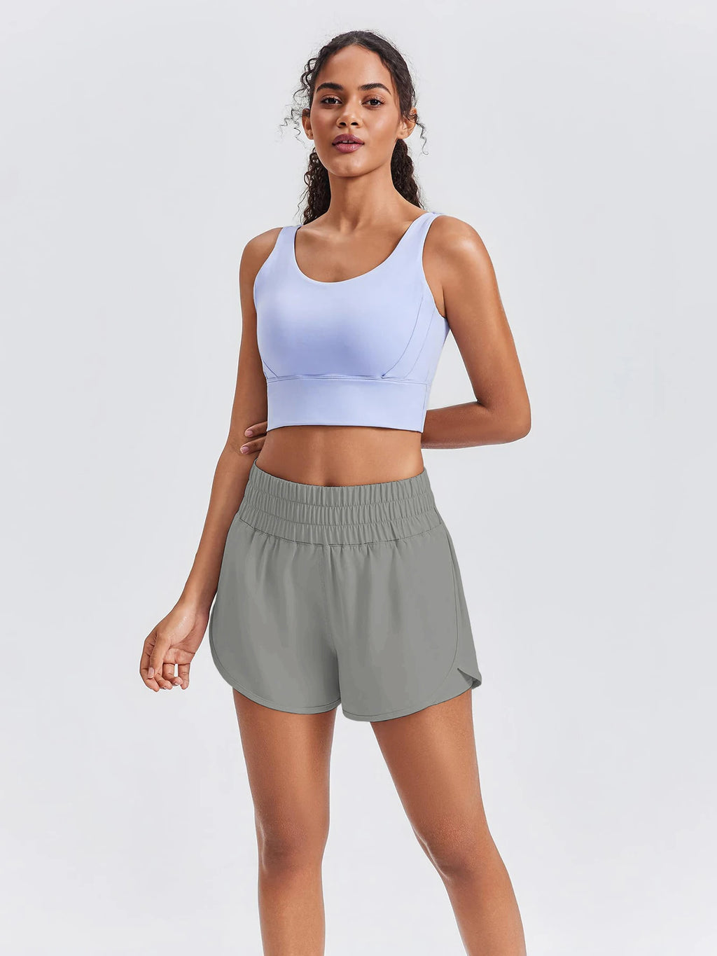 Women's High-Waisted Yoga and Running Fake Two-Piece Shorts with Anti-Exposure Design, Slimming Effect for Gym Use