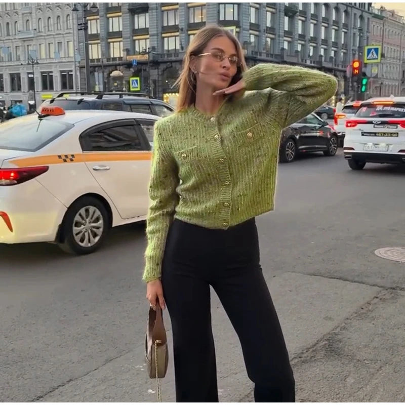URBANCREW Marled Knit Cardigan — Cropped Casual Layer