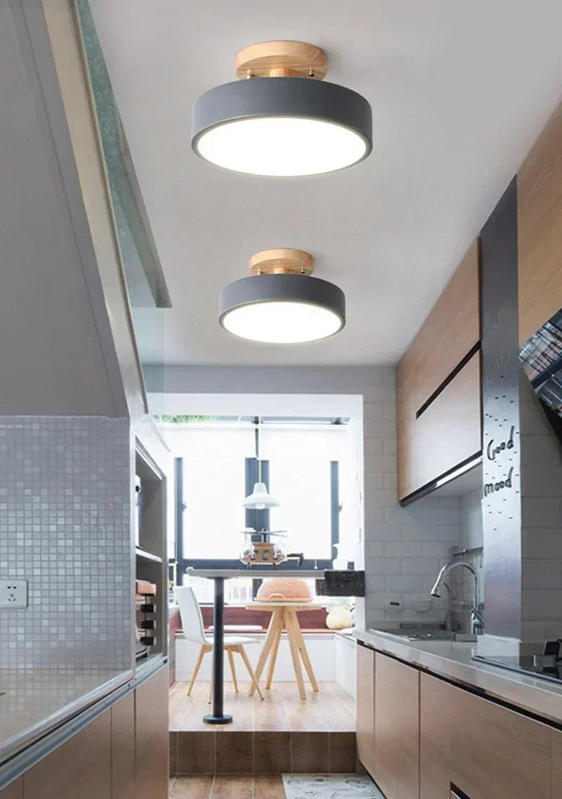 Nordic Entrance Hallway Ceiling Lamps Balcony Wood Round Cloakroom Dining Room Study Bedroom Light Bathroom Industrial Lighting