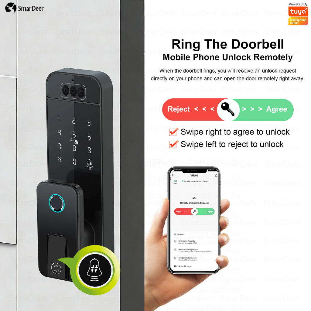 Outdoor waterproof fingerprint lock, facial recognition intelligent door lock, outdoor door electronic lock with anti-theft code