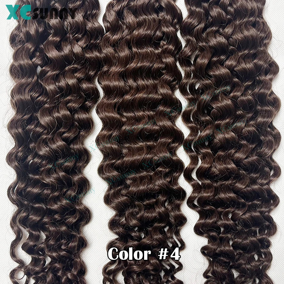 Water Wave Crochet Human Hair Curly Invisible Knotless Crochet Human Hair Extensions With String In The Middle Pre Separated