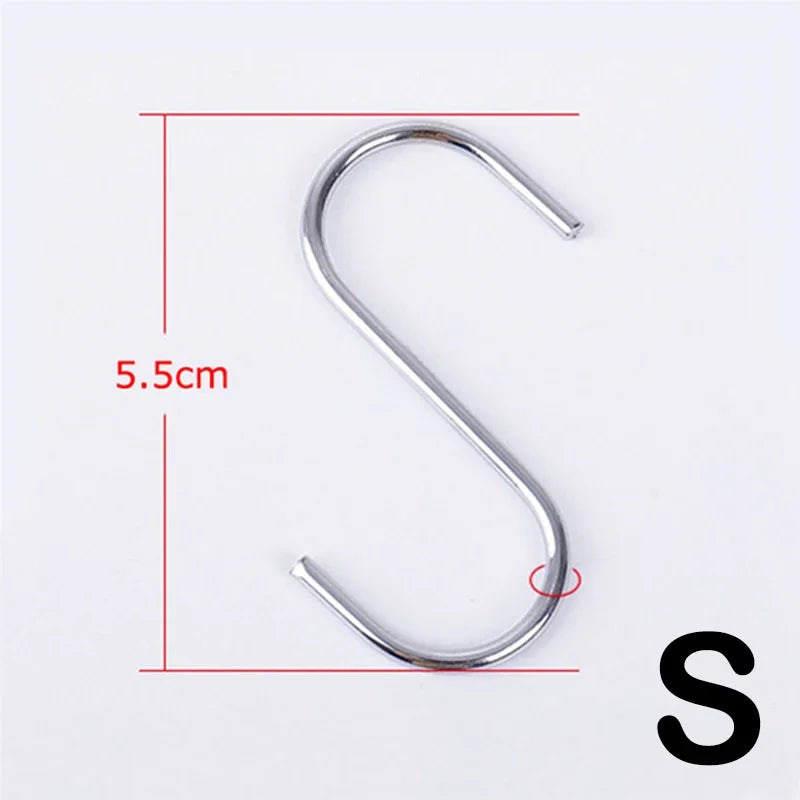 2/10Pcs S-Shape Hook Stainless Steel Clothes Bags Towels Plants Hanging Rack Multi-function Kitchen Bedroom Railing Hanger Hook