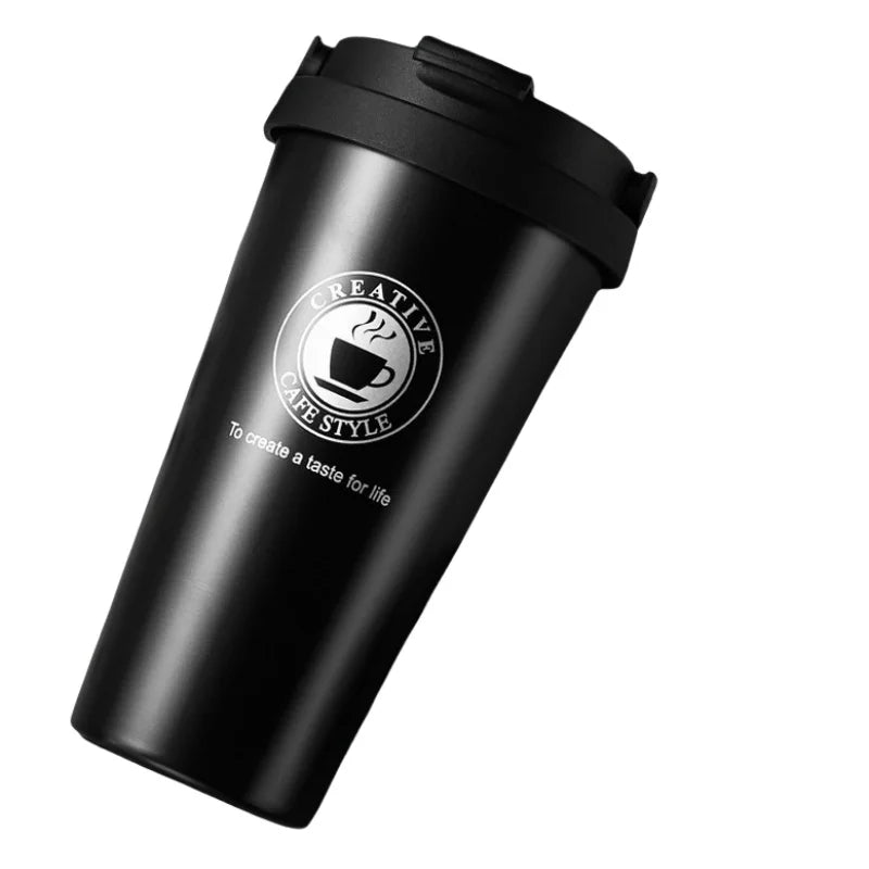 New American Simple Coffee Cup Portable Office Large-capacity Double-layer Vacuum Thermos Cup with Rope Seamless Lined Mug