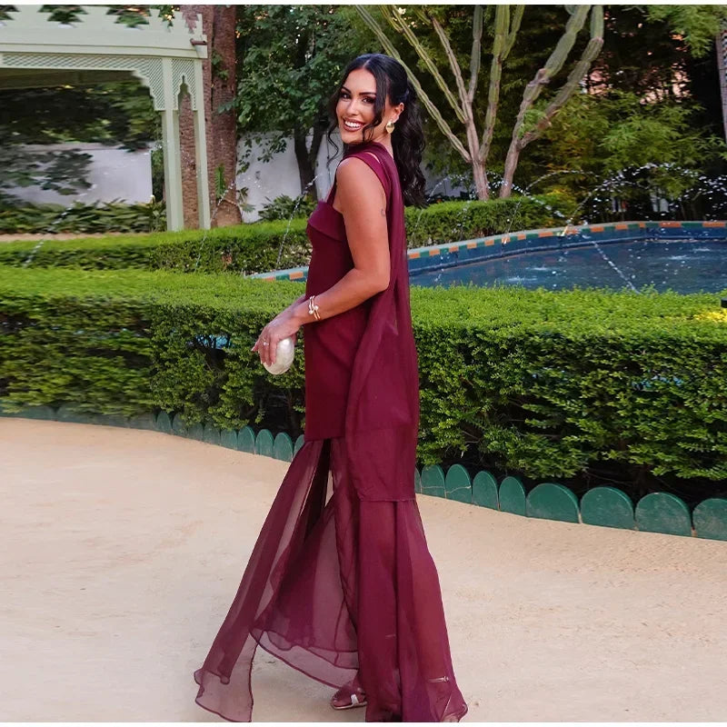 Boho Chic Elegant Mesh Patchwork Sling Dress Sexy Loose Sleeveless Split Scarf Long Dress Female 2026 New Party Evening Dresses