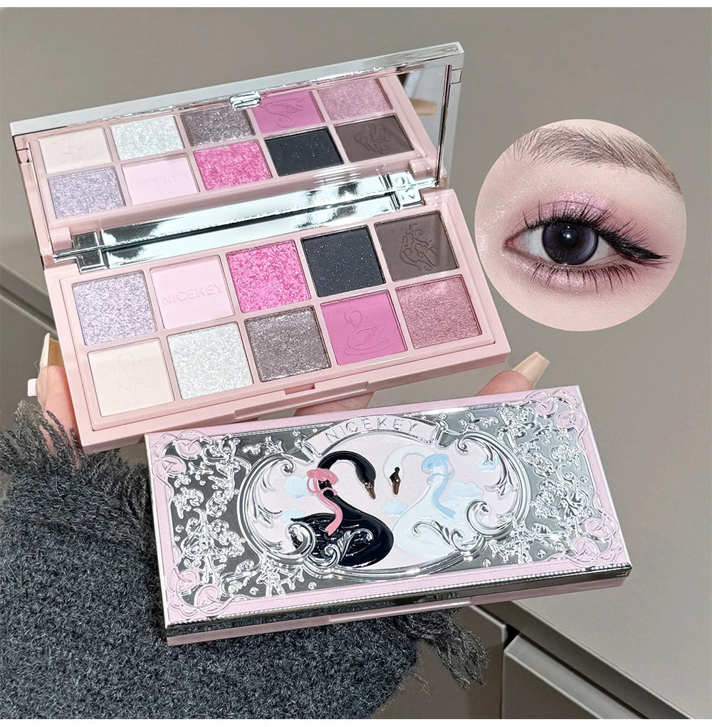 NICEKEY Face Makeup Sets Include 4 Lipgloss,1 Blush,1 Pressed Powder,1 Eyesshadow Palette,1 Contour Palette With Necklace Gift