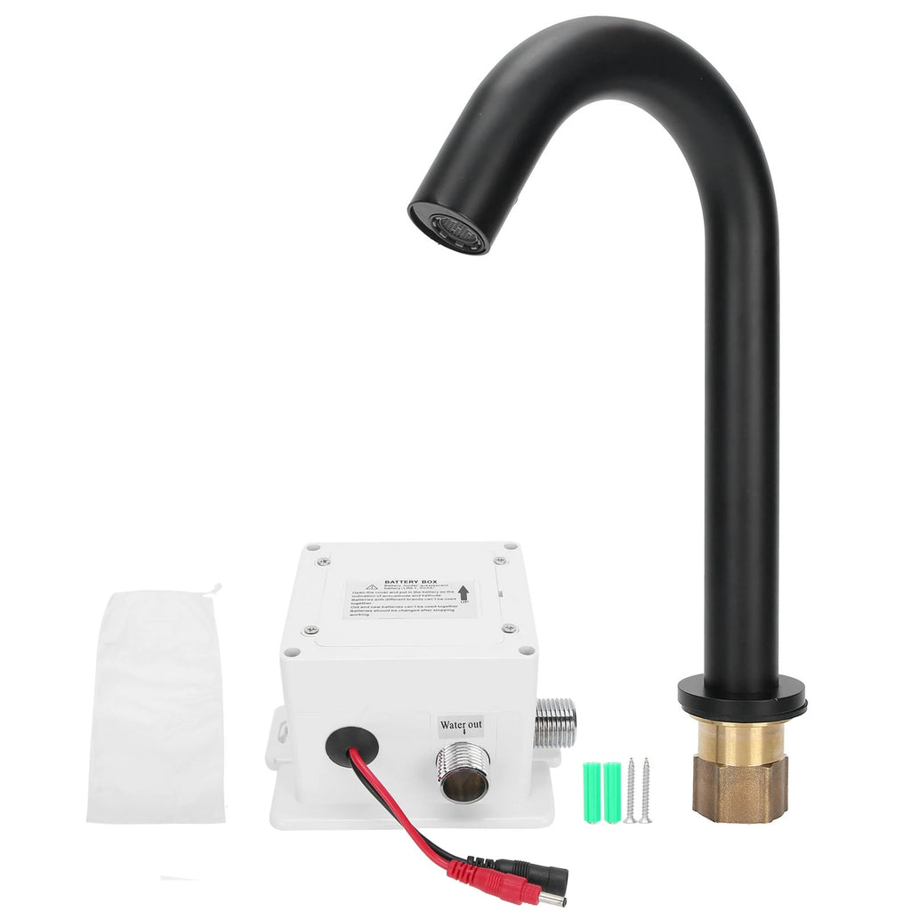 Basin Faucet G1/2 Black Sensor Faucet Copper Vertical Intelligent Automatic Washbasin Tap Kitchen Sink Faucet Single Cold Faucet