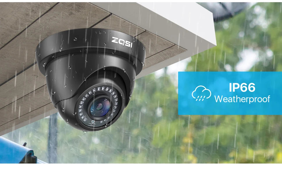 ZOSI 2MP CCTV Security Camera 1080P HD 4-in-1 AHD TVI CVI CVBS Weatherproof Home Dome Video Surveillance Camera for DVR System