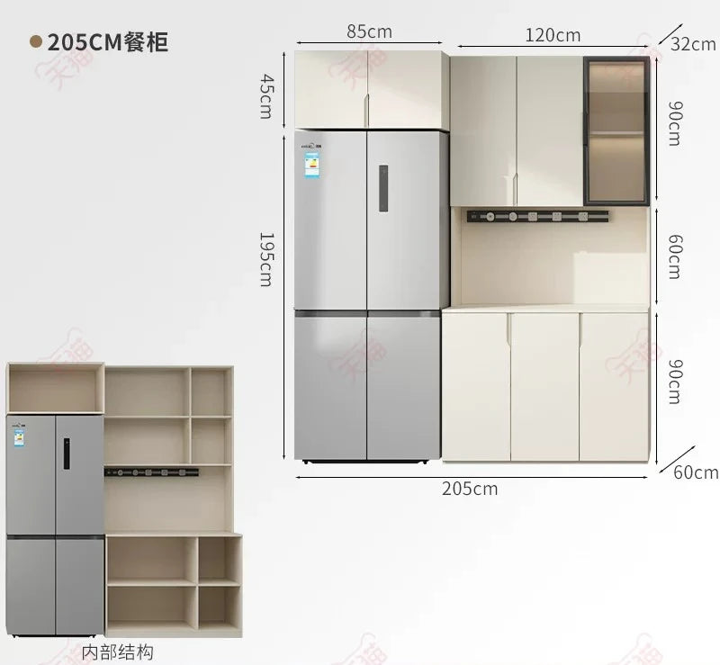 LTT Simple Modern Side Cabinet Embedded Refrigerator Cabinet Kitchen Living Room Locker