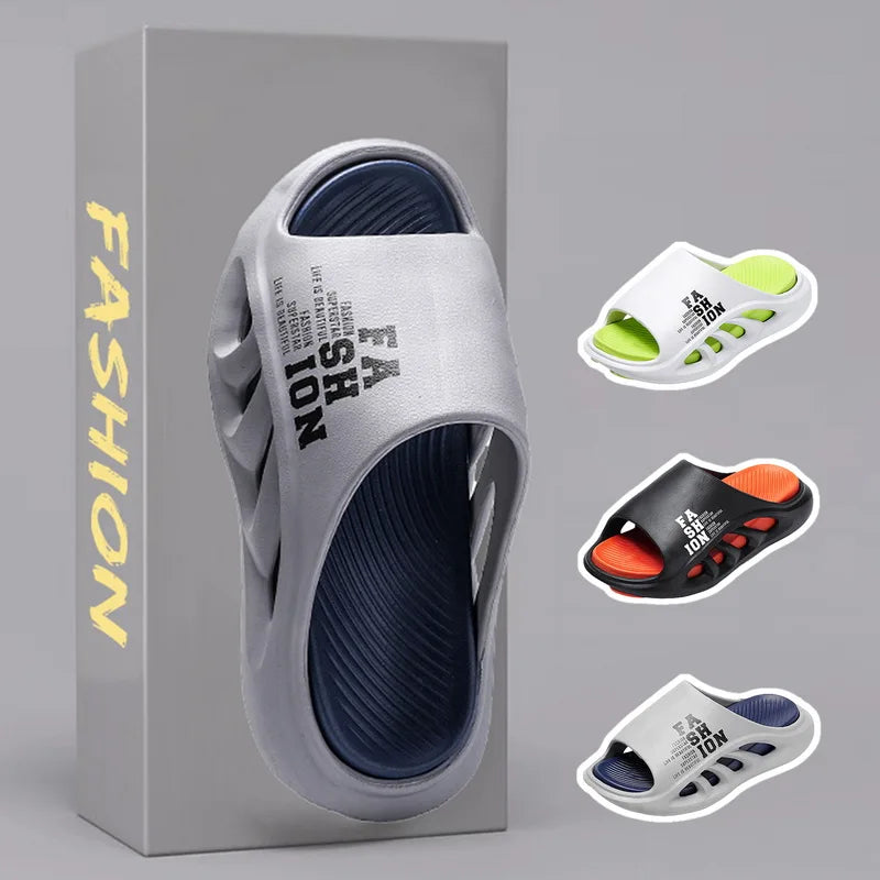 2026 EVA Soft Sole Male Slides New Summer Men's Slippers Breathable Hollow Beach Sandals Light Comfortable Indoor Flip Flop