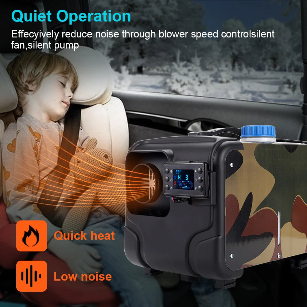 12V 24V 220V 3-in-1 Universal 5KW Car Heater Auxiliary Air Heating Low Noise Heater For Truck Bus RV Motorhome Trailer Boat