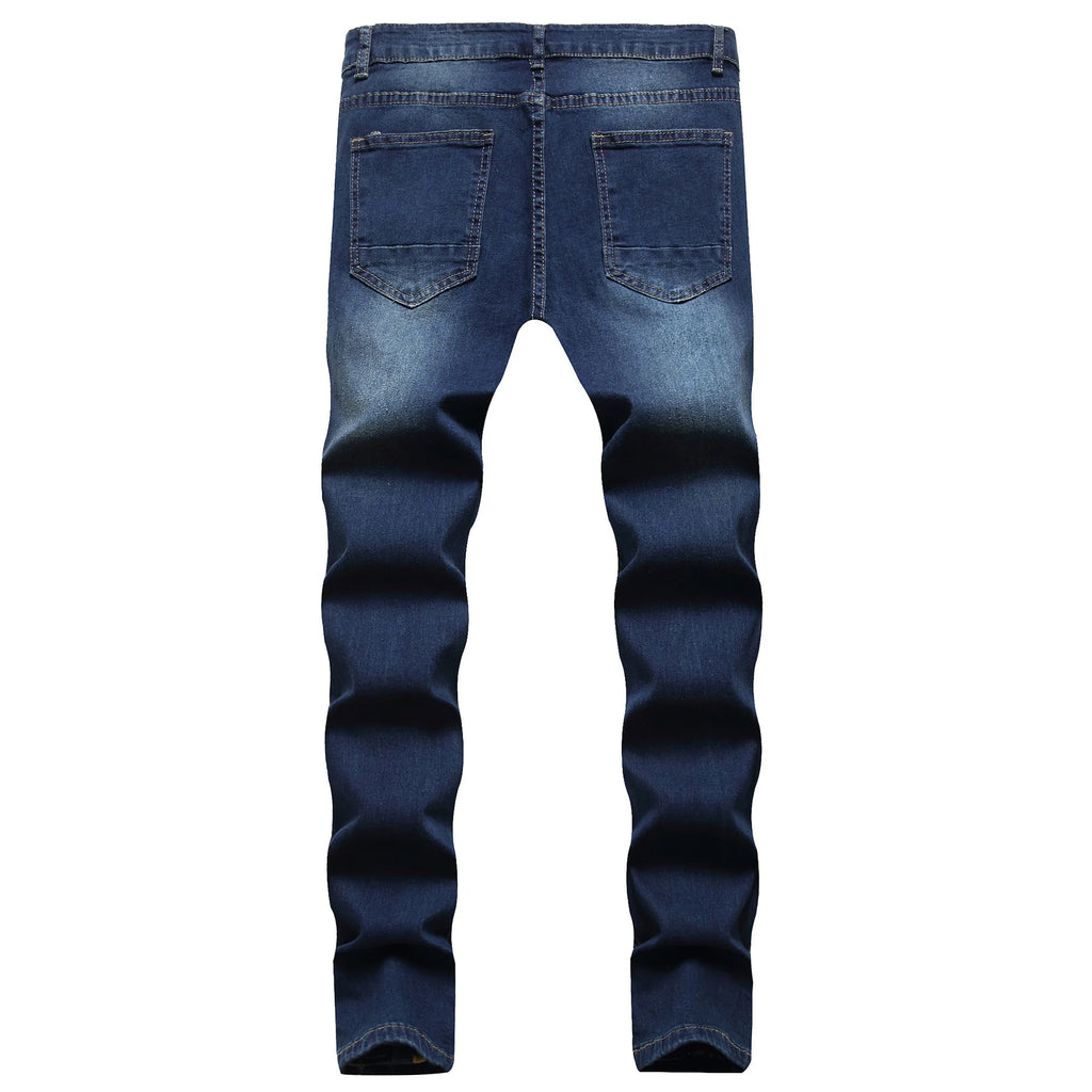 2026 Spring Summer New Men Denim Pants Casual Slim Fit Skinny Ripped Versatile Fashion Long Jeans Men