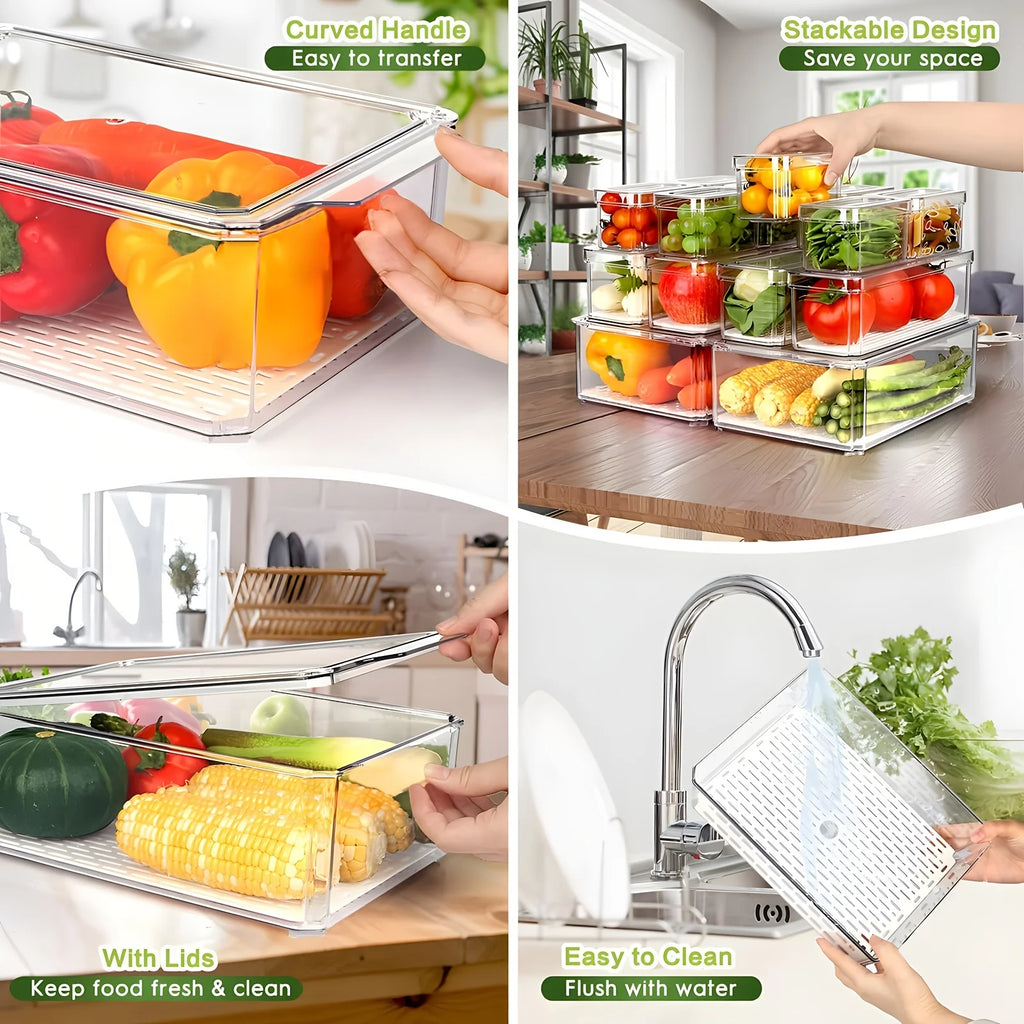 7/14 Piece Refrigerator Organizer,Perfect for Kitchen Food Storage and Organization, Dishwasher Safety