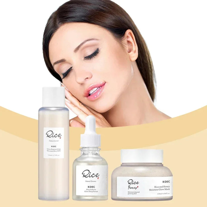 Korean Brand Rice And Honey Skincare Set For Women Oil Control Lifts, Firms, Effective Lightening Skin Care Face Cream Essence