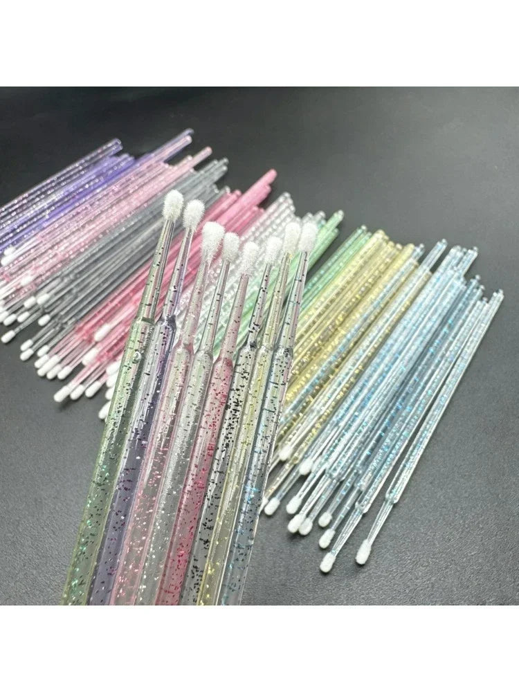 100PCS Crystal Micro Brush Disposable Lashes Removing Swab Mascara Wands Applicator Eyelash Extension Brushes Makeup Tools
