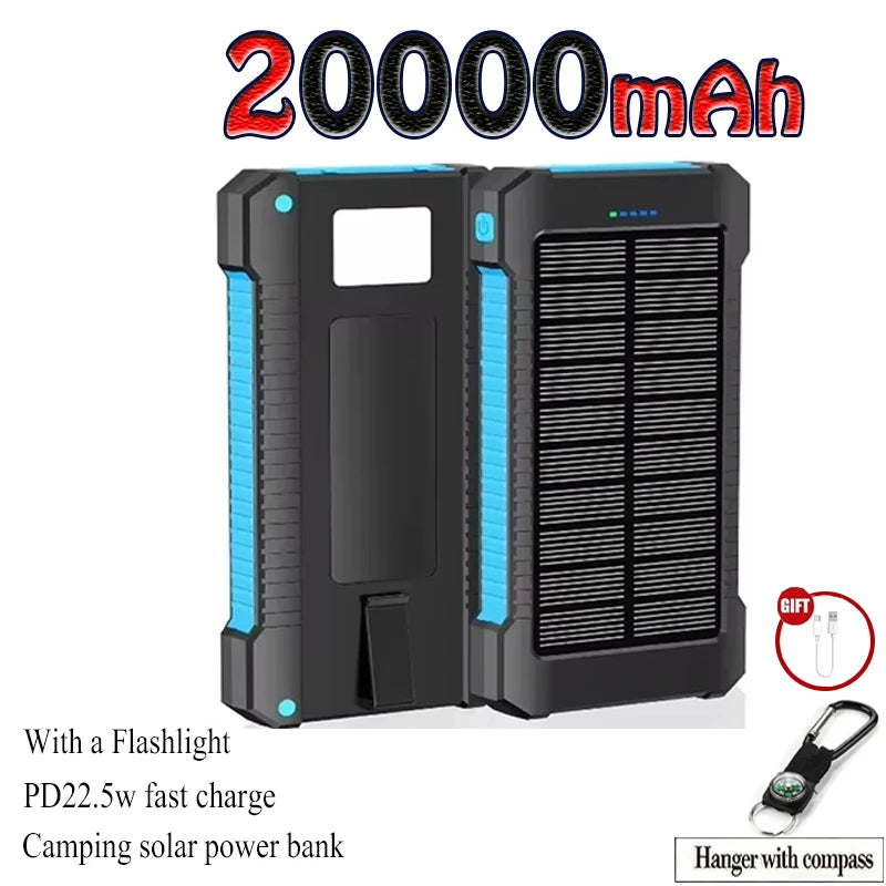 500000mAh Waterproof Outdoor Solar Power Bank Dual USB Travel Portable Solar Phone Charger Solar Powerbanks for Xiaomi Camping