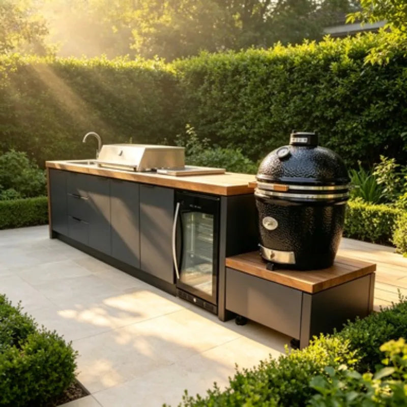 Outdoor Kitchen Set 304 Stainless Steel Grill Sink Fridge Commercial and Residential Multi Function