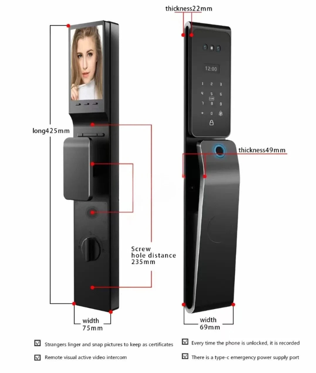 Israel lock Tuya wireless waterproof smart appearance facial recognition digital lock 6085 wooden door biometric fingerprint