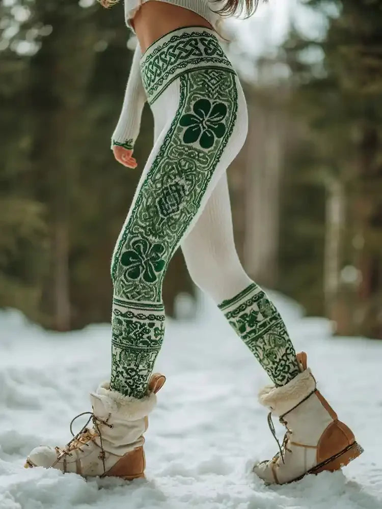 Women's Leggings Green Forest Graphics Outdoor Trousers Polyester Spandex Stretch Elastic Waist Control Streetwear 2026