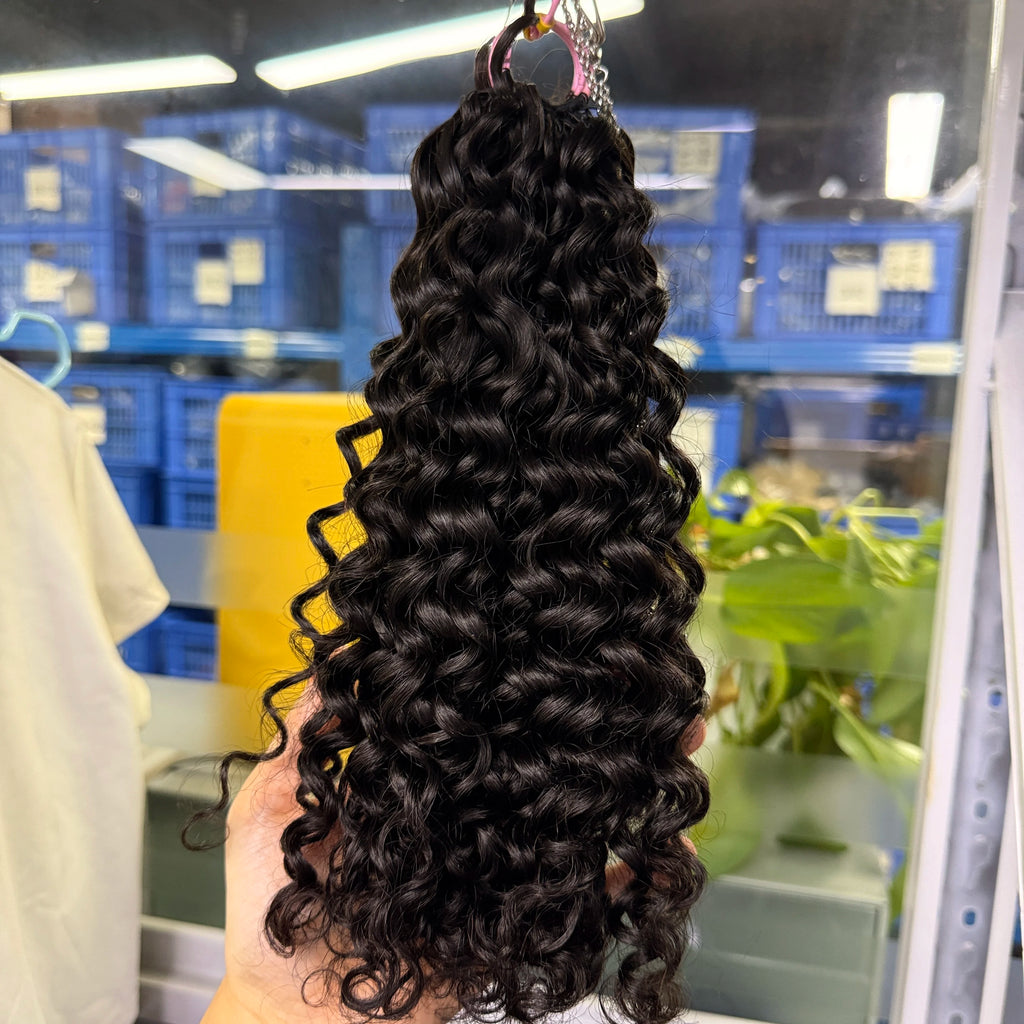 NABI Pre-Separated Crochet Human Hair Bundle Miracle Knots Braiding 14-18inch Water Wave Curly Human Hair for Women