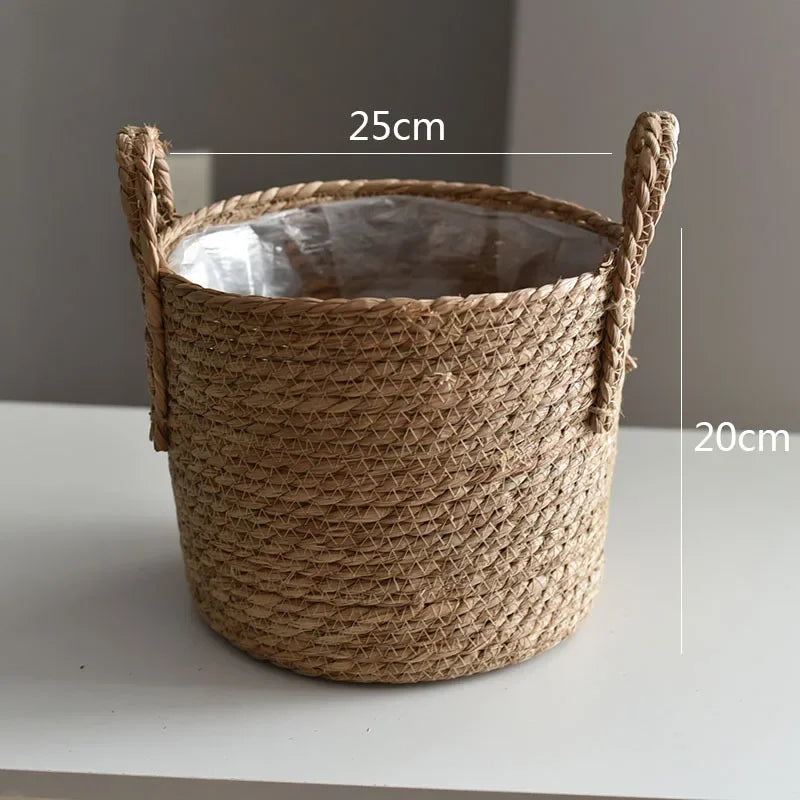 Natural Wicker Planter Basket  Flower Pot Home Garden Rattan Basket Straw Flower Basket 20/25/30CM