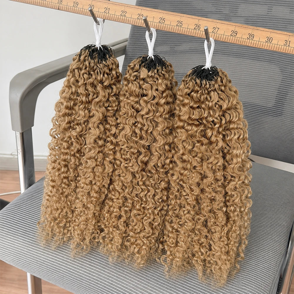 #27 Highlight Feather Crochet Human Hair Extension For Braid Kinky Curly Pre-Separated Knotless Small Spirals Curly Crochet Hair