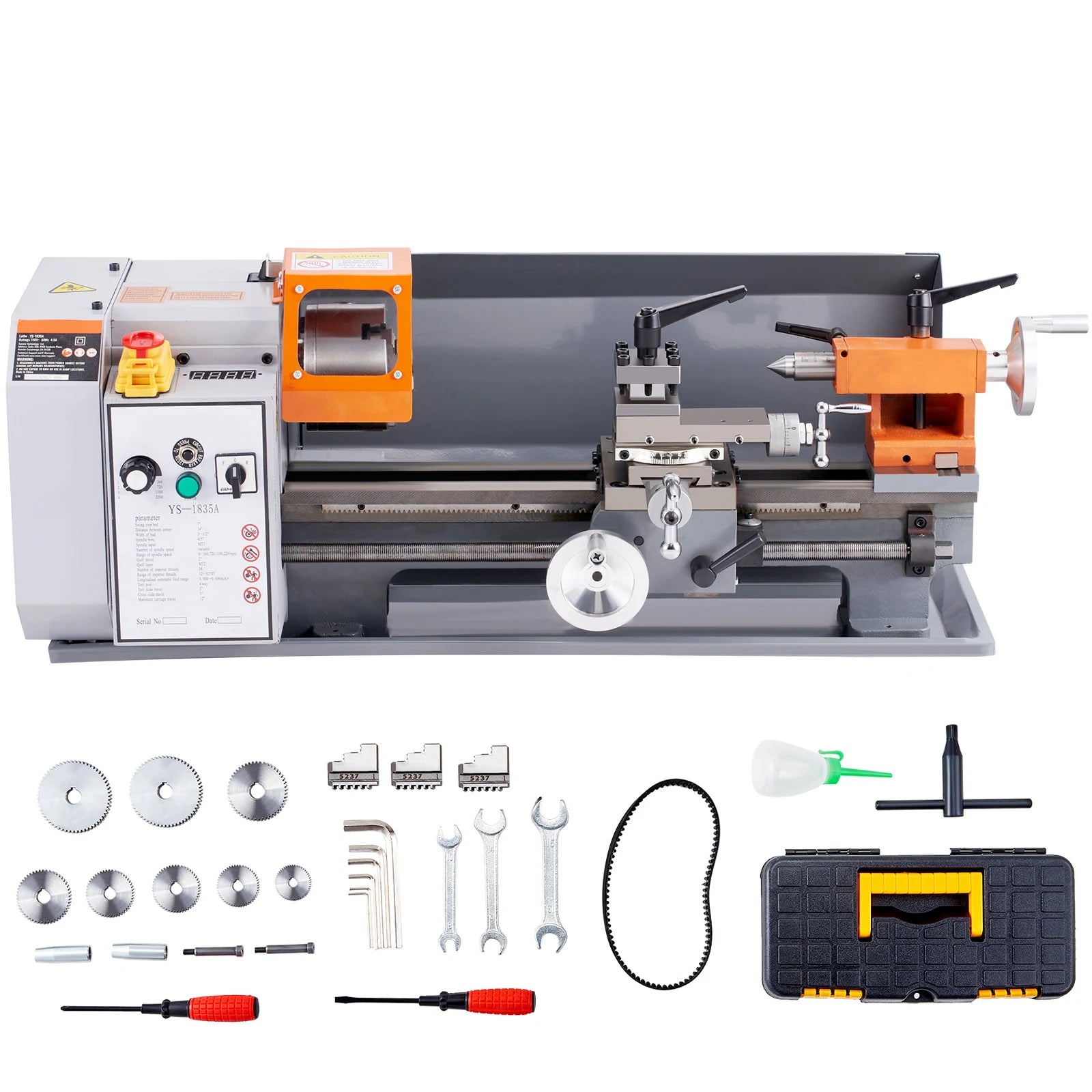 SucceBuy Metal Lathe Machine 7'' x 13.78'' 0-2200 RPM Continuously Variable Speed 500W & Tool Box for Processing Precision Parts