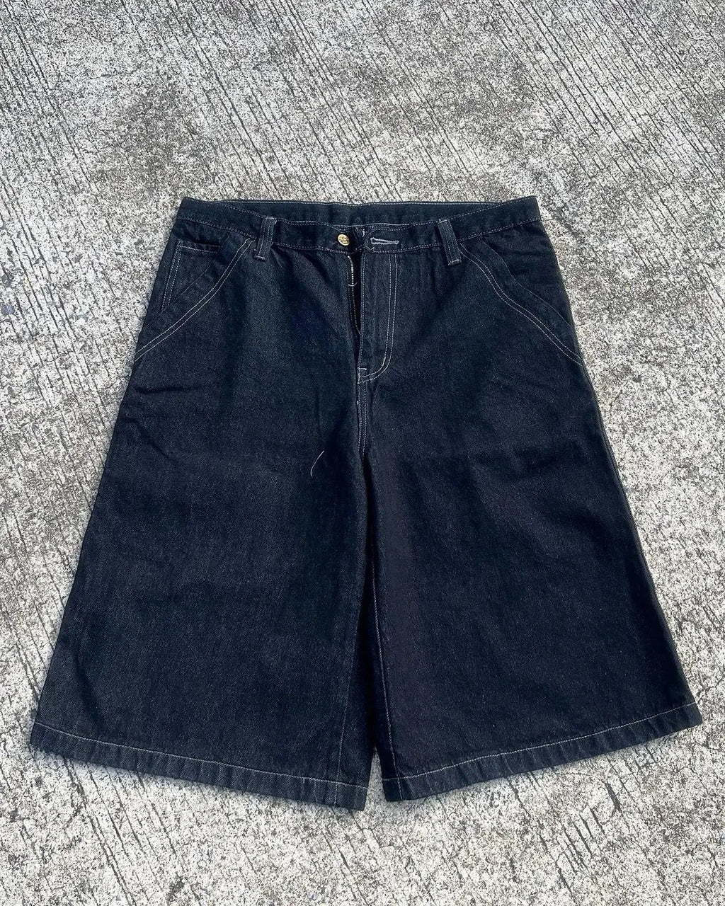 Y2K American New Camouflage Washed Old Baggy Denim Shorts Women Gothic Punk Hip Hop Popular Joker Wide Leg Shorts