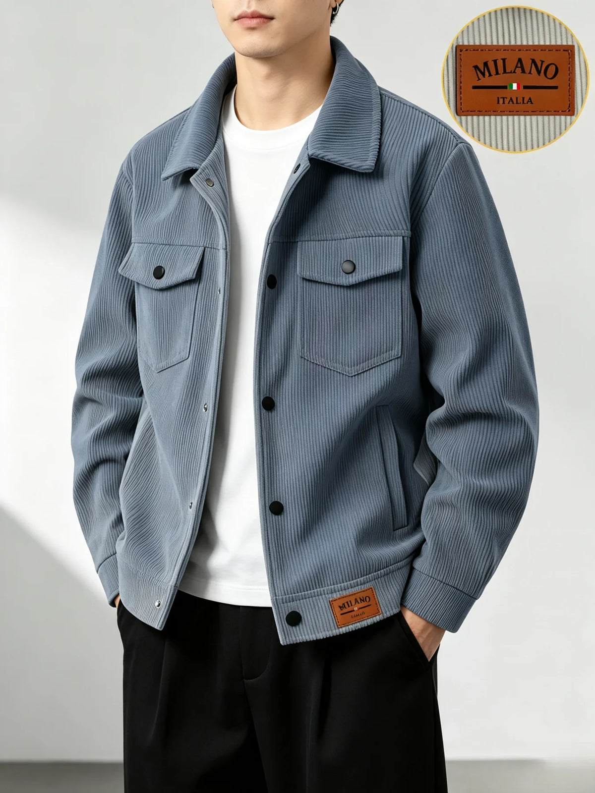 Men's Corduroy Jacket Casual Lapel Button Up Coat With Pockets Autumn Winter Outdoor Streetwear Male Overcoat