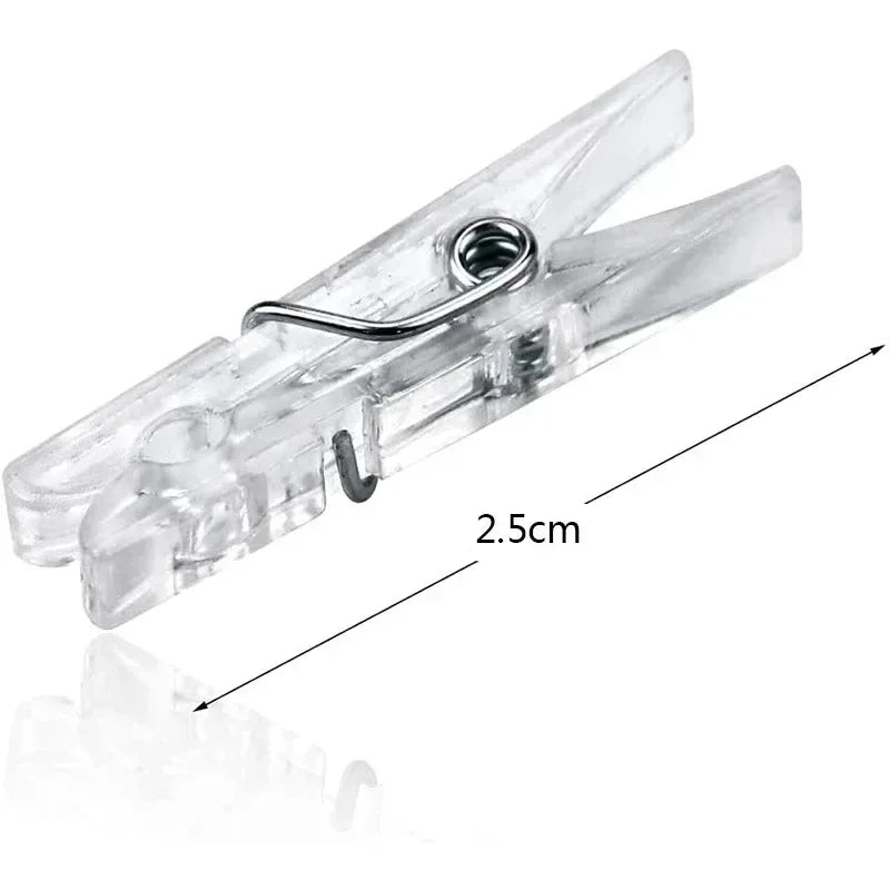 200/50PCS Mini Photo Clips Transparent Spring Clips Plastic Towel Clamps Clothespin DIY Ornaments Photo Wall Home Decor Supplies