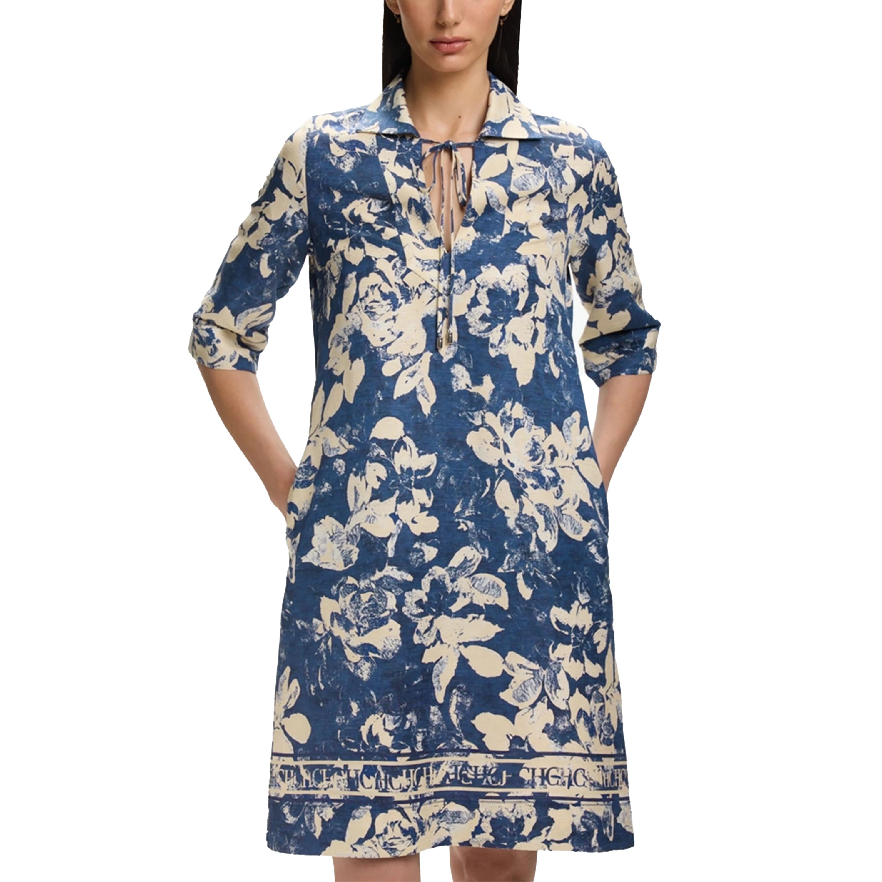 CHCH 2025 Summer Fashion Women Commuting V Neck Dresses Fashion Midi Printed New Lady Straight Dress