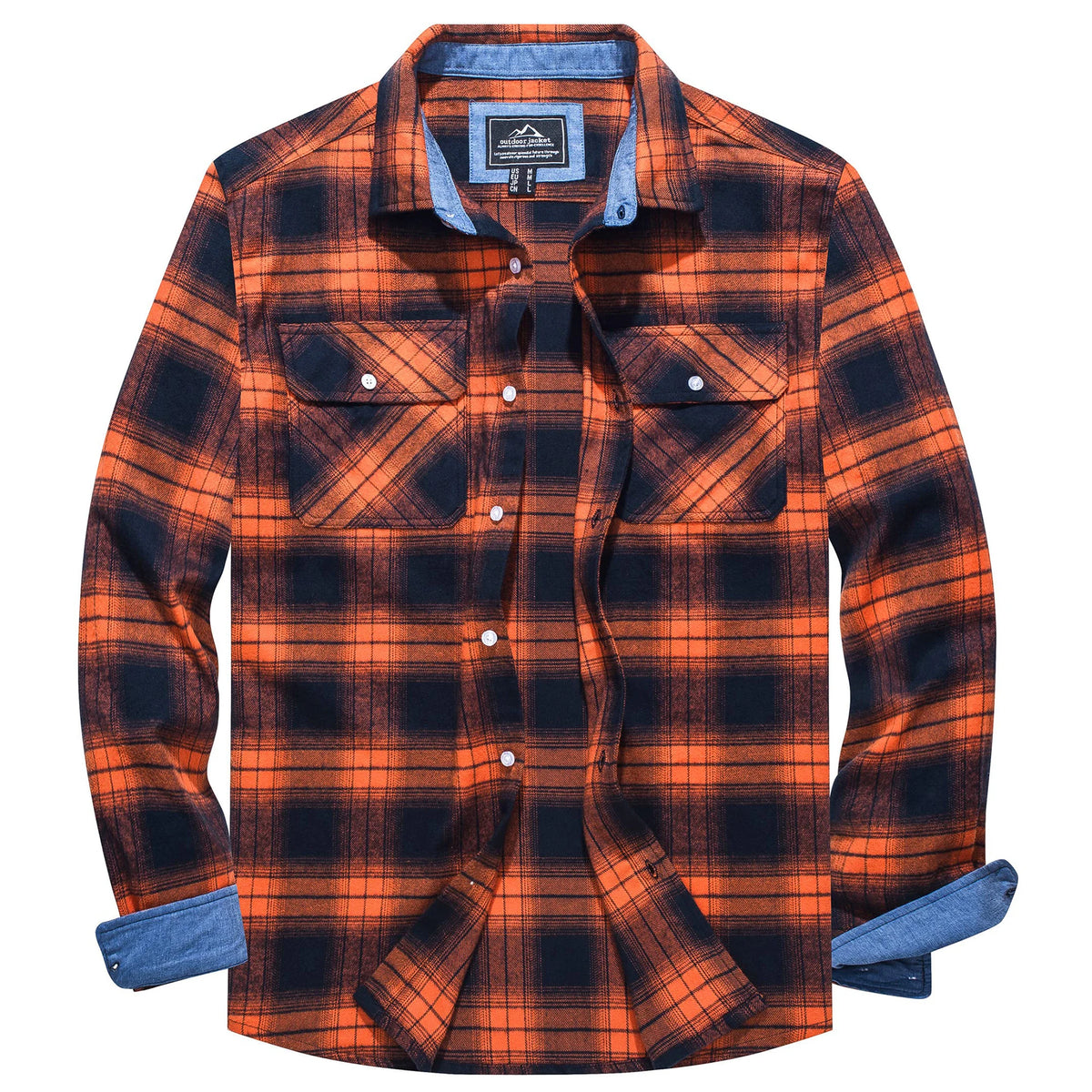 MAGCOMSEN Autumn Windproof Men's Flannel Shirt Warm Long Sleeve Casual Plaid Shirts with Two Chest Pockets