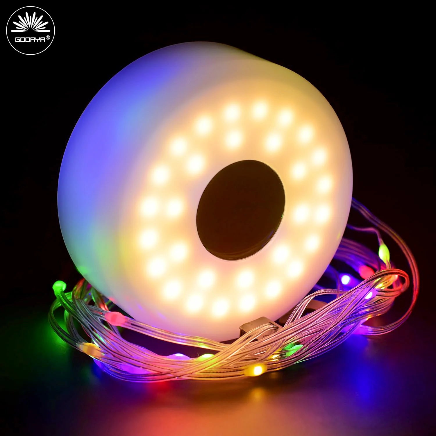 Camping String Lights 2 in1 Outdoor Waterproof Portable Stowable String Light with Lighting Modes USB Camping Lights for Garden