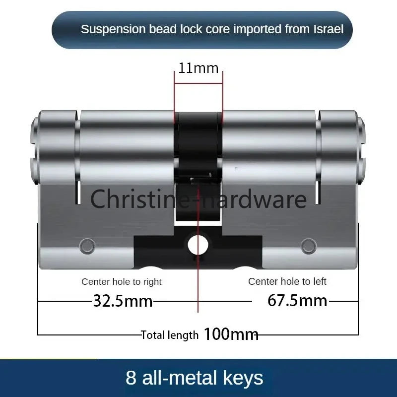 65-130MM High Quality European Standard Lock Cylinder,Super C-Level Anti-Theft Door Lock Cylinder,Household Copper Lock 8 Keys