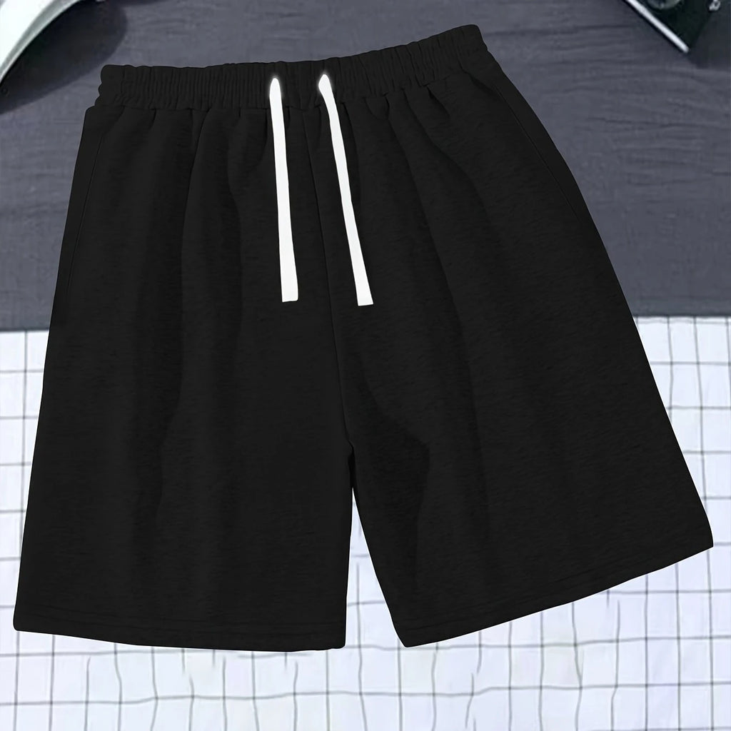 Men's Loose Fit Solid Color Casual Shorts Stylish Versatile Elastic Waist with Drawstring Suitable for Everyday Wear